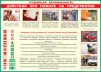 Таблица "Действия при пожаре на предприятии" (100х140 сантиметров, винил) - fgospostavki.ru - Рыбинск
