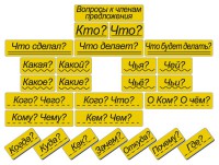 Набор магнитных карточек "Вопросы к членам предложения" (фон жёлтый) - fgospostavki.ru - Рыбинск