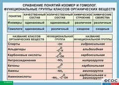 Таблица. Сравнение понятий изомер и гомолог. Функциональные группы классов органических веществ. - fgospostavki.ru - Рыбинск