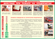 Таблица "Действия при пожаре на предприятии" (100х140 сантиметров, винил) - fgospostavki.ru - Рыбинск