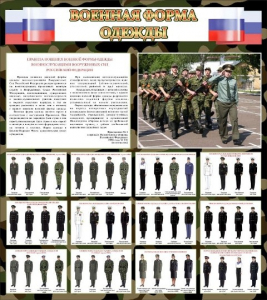 Стенд "Военная форма одежды (флаг РФ)" - fgospostavki.ru - Рыбинск