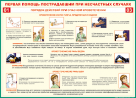 Таблица "Порядок действий при опасном кровотечении" (100х140 сантиметров, винил) - fgospostavki.ru - Рыбинск