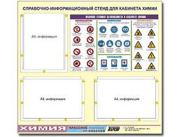 Стенд информационный "Правила техники безопасности в кабинете химии" (75х70, 3 кармана) - fgospostavki.ru - Рыбинск