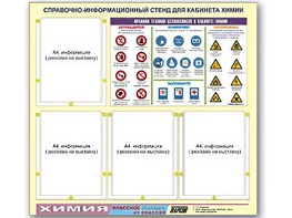 Стенд информационный "Правила техники безопасности в кабинете химии" (80х75, 4 кармана) - fgospostavki.ru - Рыбинск