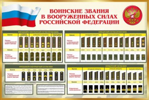 Стенд "Воинские звания в вооруженных силах РФ" - fgospostavki.ru - Рыбинск